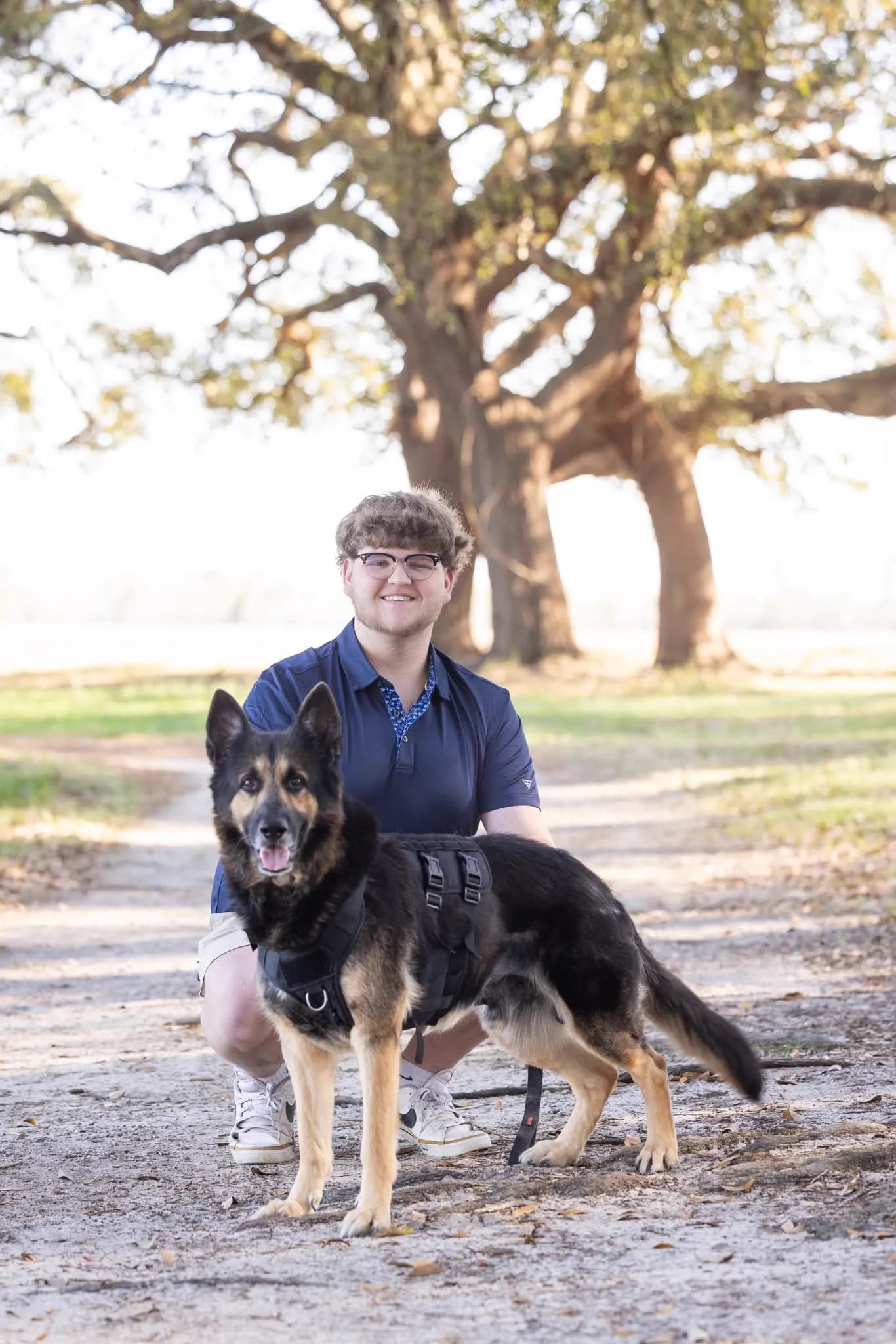Sam Evans with Gunner, his German Shepherd