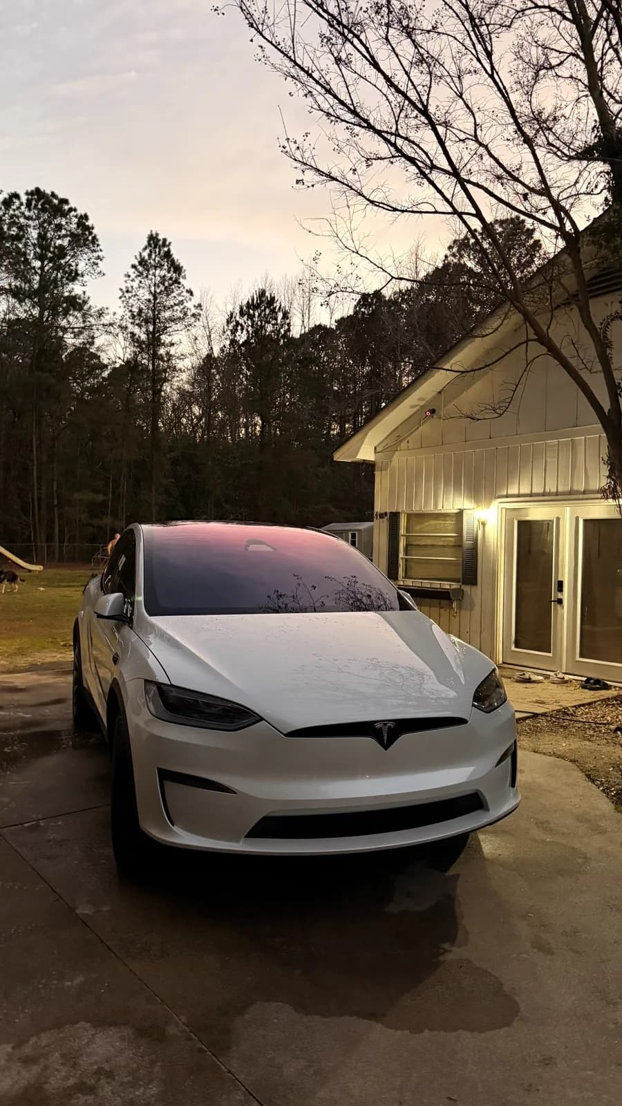 Detailed white Tesla Model X, side profile